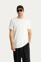 Beyaz Bisiklet Yaka Regular Fit Pamuk T-shirt