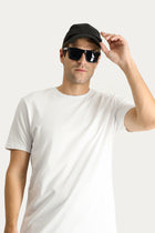 Beyaz Bisiklet Yaka Regular Fit Pamuk T-shirt