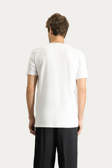 Beyaz Bisiklet Yaka Regular Fit Pamuk T-shirt