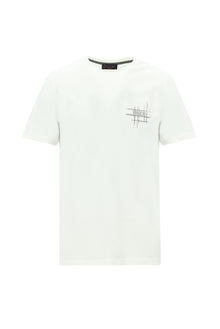 Kırık Beyaz Bisiklet Yaka Regular Fit Baskılı Pamuk T-shirt