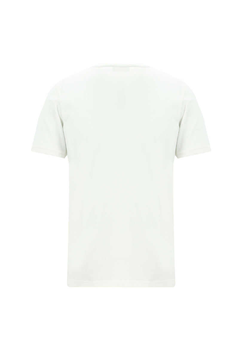 Kırık Beyaz Bisiklet Yaka Regular Fit Baskılı Pamuk T-shirt