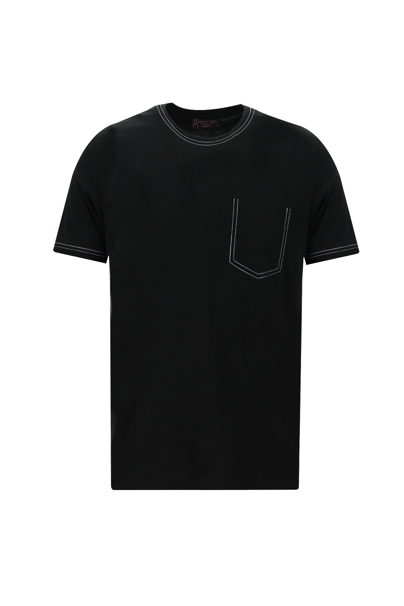 Siyah Bisiklet Yaka Regular Fit Desenli Pamuk T-shirt