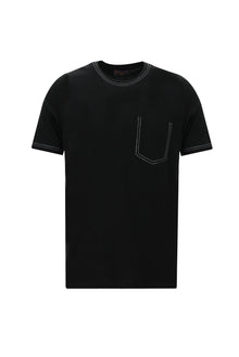 Siyah Bisiklet Yaka Regular Fit Desenli Pamuk T-shirt