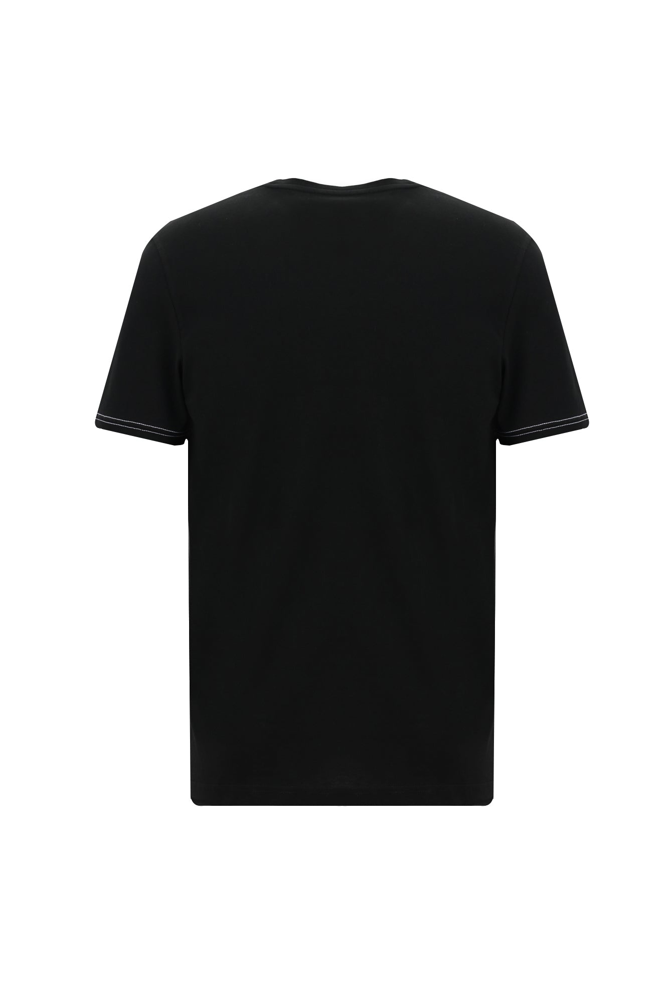 Siyah Bisiklet Yaka Regular Fit Desenli Pamuk T-shirt
