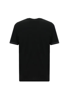 Siyah Bisiklet Yaka Regular Fit Desenli Pamuk T-shirt
