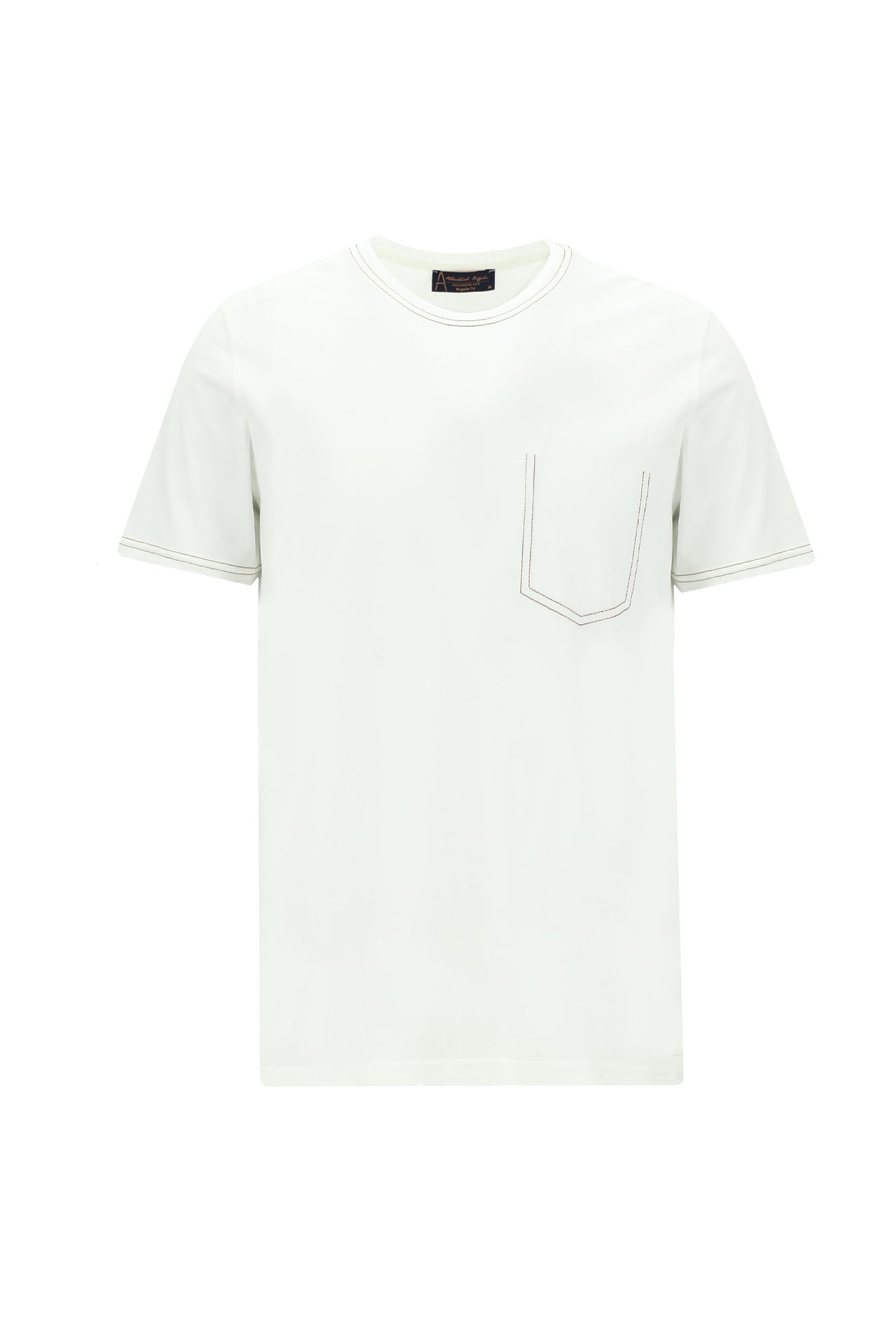 Kırık Beyaz Bisiklet Yaka Regular Fit Desenli Pamuk T-shirt