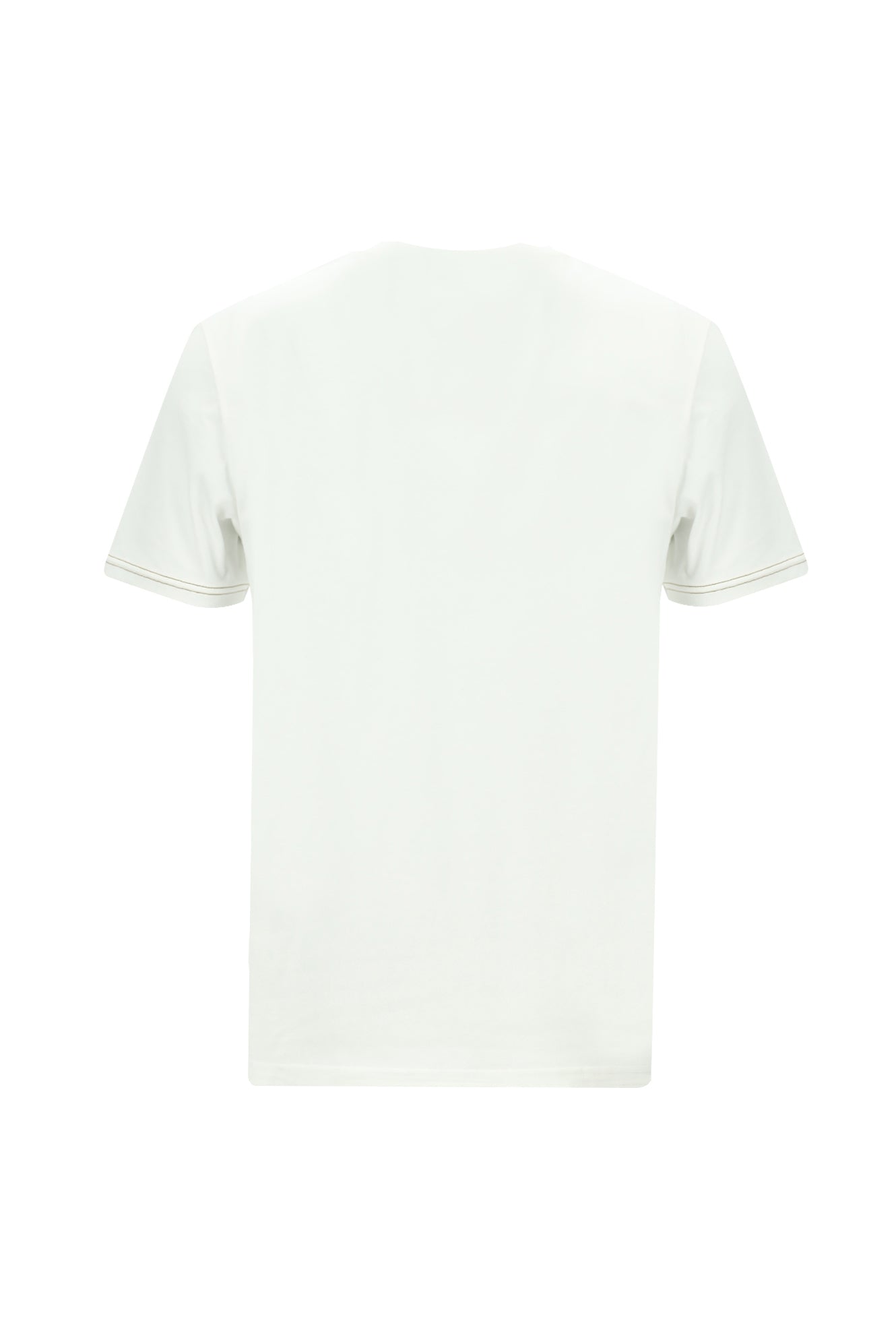 Kırık Beyaz Bisiklet Yaka Regular Fit Desenli Pamuk T-shirt