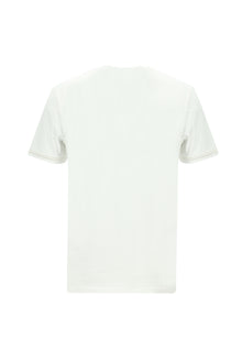 Kırık Beyaz Bisiklet Yaka Regular Fit Desenli Pamuk T-shirt