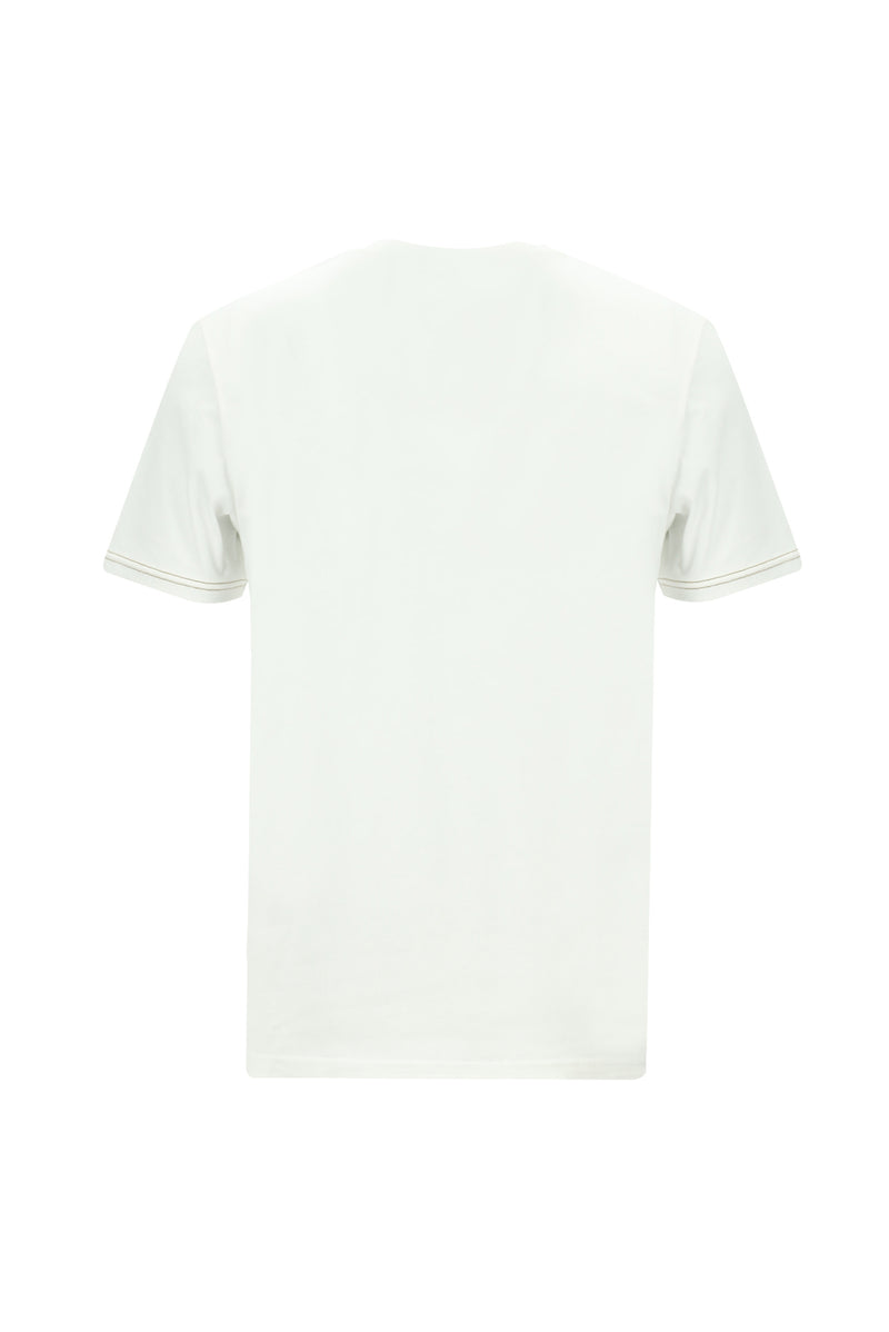 Kırık Beyaz Bisiklet Yaka Regular Fit Desenli Pamuk T-shirt