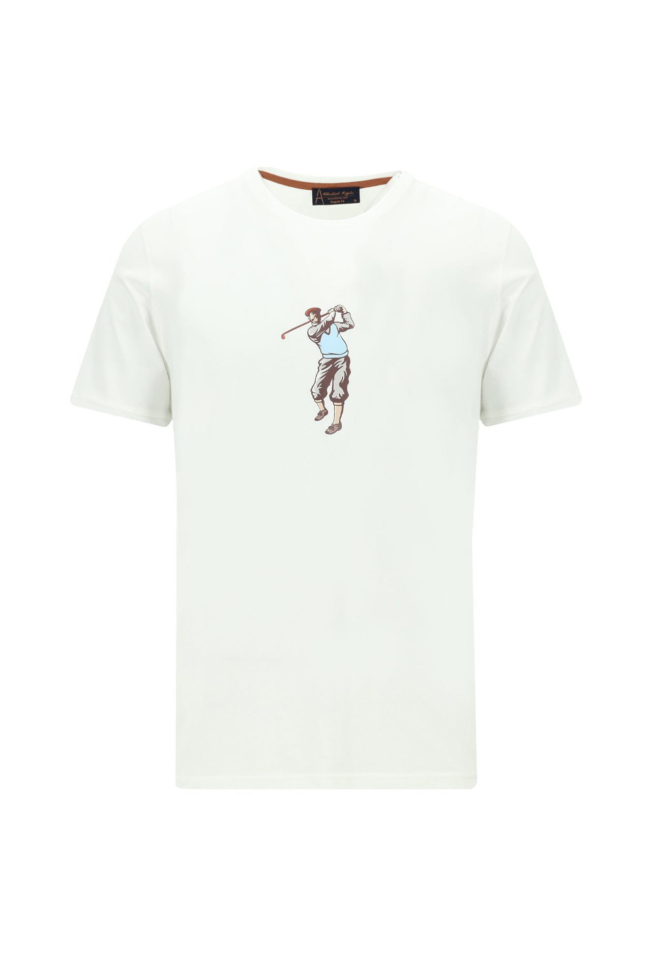 Kırık Beyaz Bisiklet Yaka Regular Fit Baskılı Pamuk T-shirt