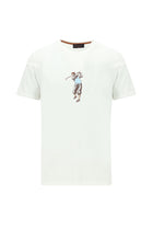 Kırık Beyaz Bisiklet Yaka Regular Fit Baskılı Pamuk T-shirt