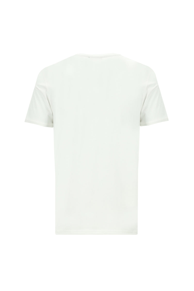 Kırık Beyaz Bisiklet Yaka Regular Fit Baskılı Pamuk T-shirt