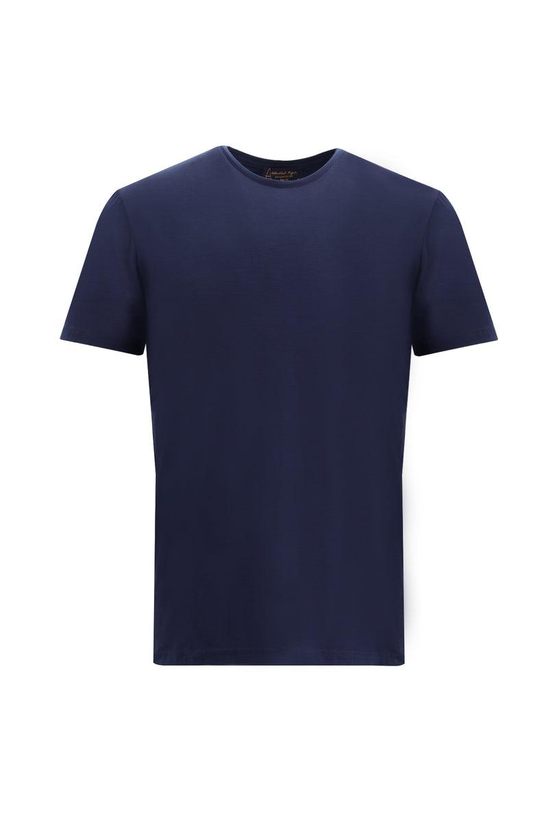 Siyah Lacivert Bisiklet Yaka Slim Fit Dar Kesim T-shirt-Abdullah Ki??l?