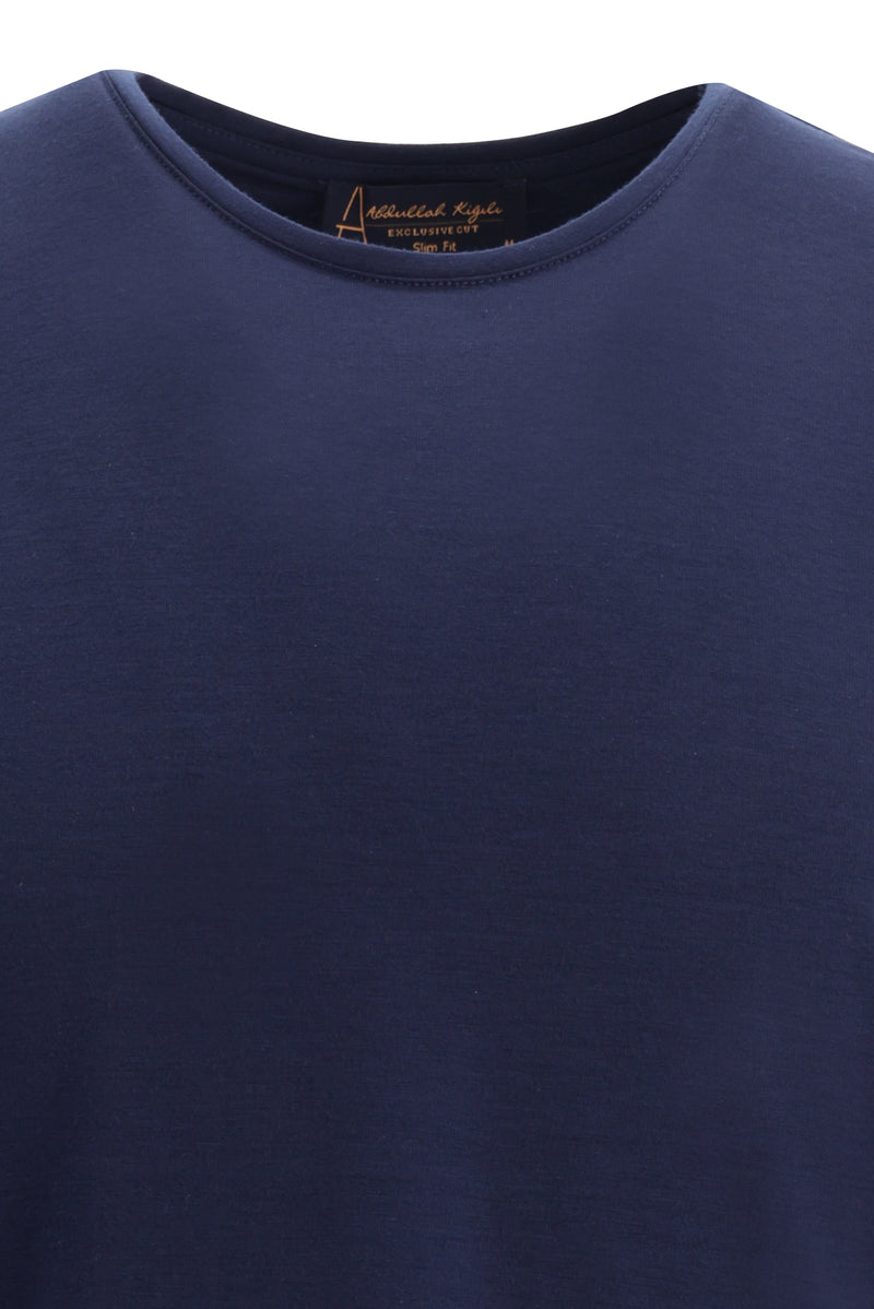Siyah Lacivert Bisiklet Yaka Slim Fit Dar Kesim T-shirt-Abdullah Ki??l?
