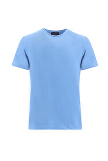 Havacı Mavi Bisiklet Yaka Slim Fit Dar Kesim T-shirt