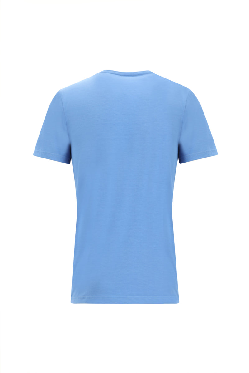 Havacı Mavi Bisiklet Yaka Slim Fit Dar Kesim T-shirt