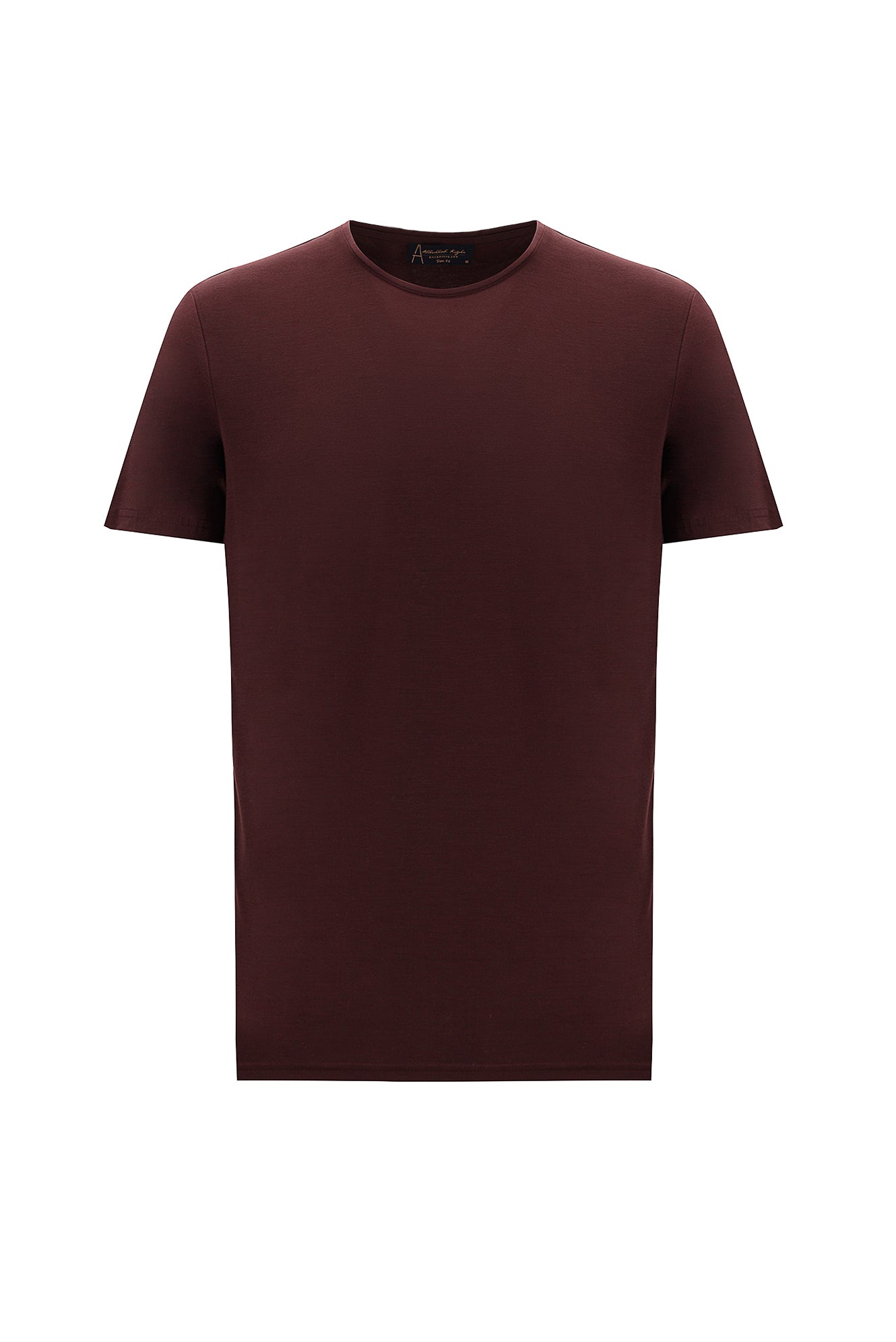 Koyu Bordo Bisiklet Yaka Slim Fit Dar Kesim T-shirt