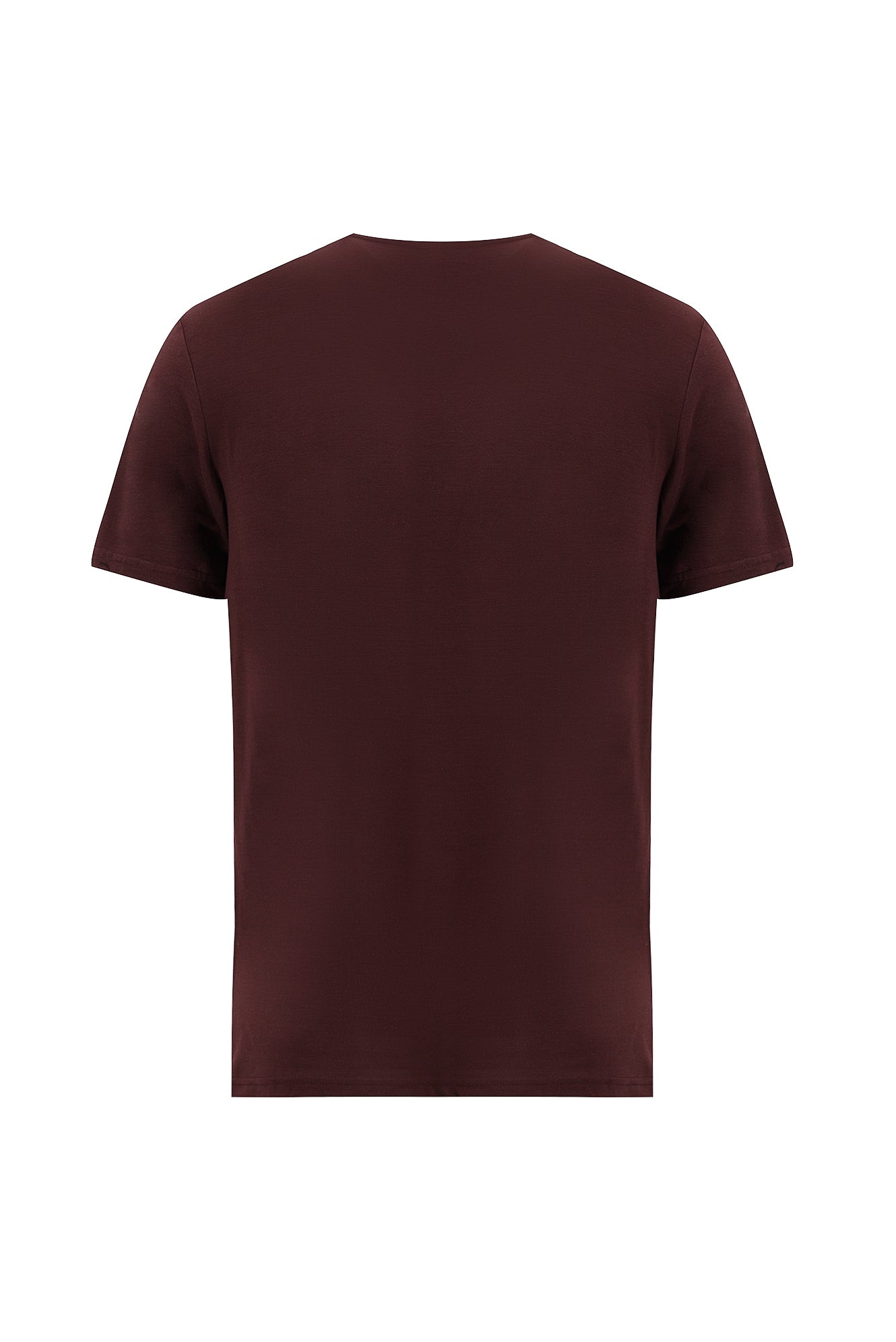 Koyu Bordo Bisiklet Yaka Slim Fit Dar Kesim T-shirt