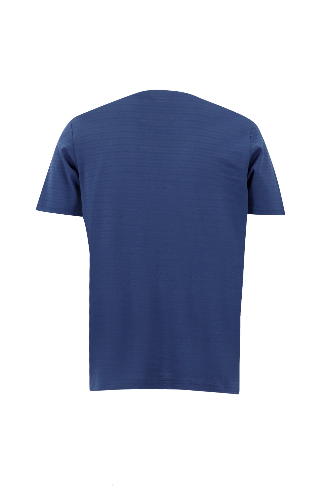 Koyu Mavi  Bisiklet Yaka Slim Fit Dar Kesim Desenli Merserize Pamuk T-shirt