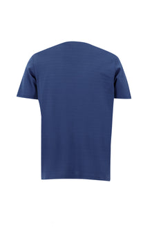 Koyu Mavi  Bisiklet Yaka Slim Fit Dar Kesim Desenli Merserize Pamuk T-shirt