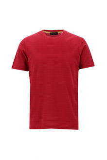 Vişne Bisiklet Yaka Slim Fit Dar Kesim Desenli Merserize Pamuk T-shirt