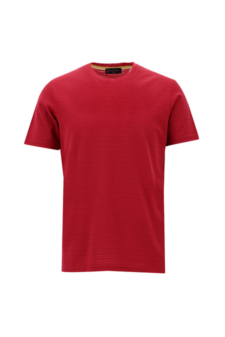 Vişne Bisiklet Yaka Slim Fit Dar Kesim Desenli Merserize Pamuk T-shirt