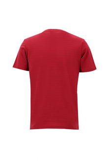 Vişne Bisiklet Yaka Slim Fit Dar Kesim Desenli Merserize Pamuk T-shirt