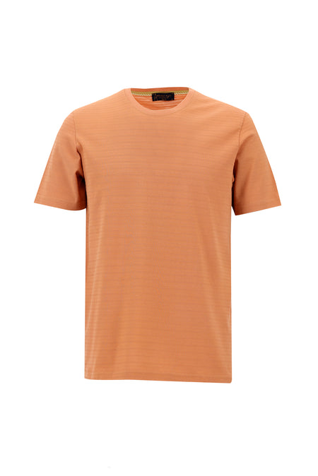 Melon Bisiklet Yaka Slim Fit Dar Kesim Desenli Merserize Pamuk T-shirt