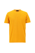 Açık Turuncu Bisiklet Yaka Slim Fit Dar Kesim Desenli Merserize Pamuk T-shirt