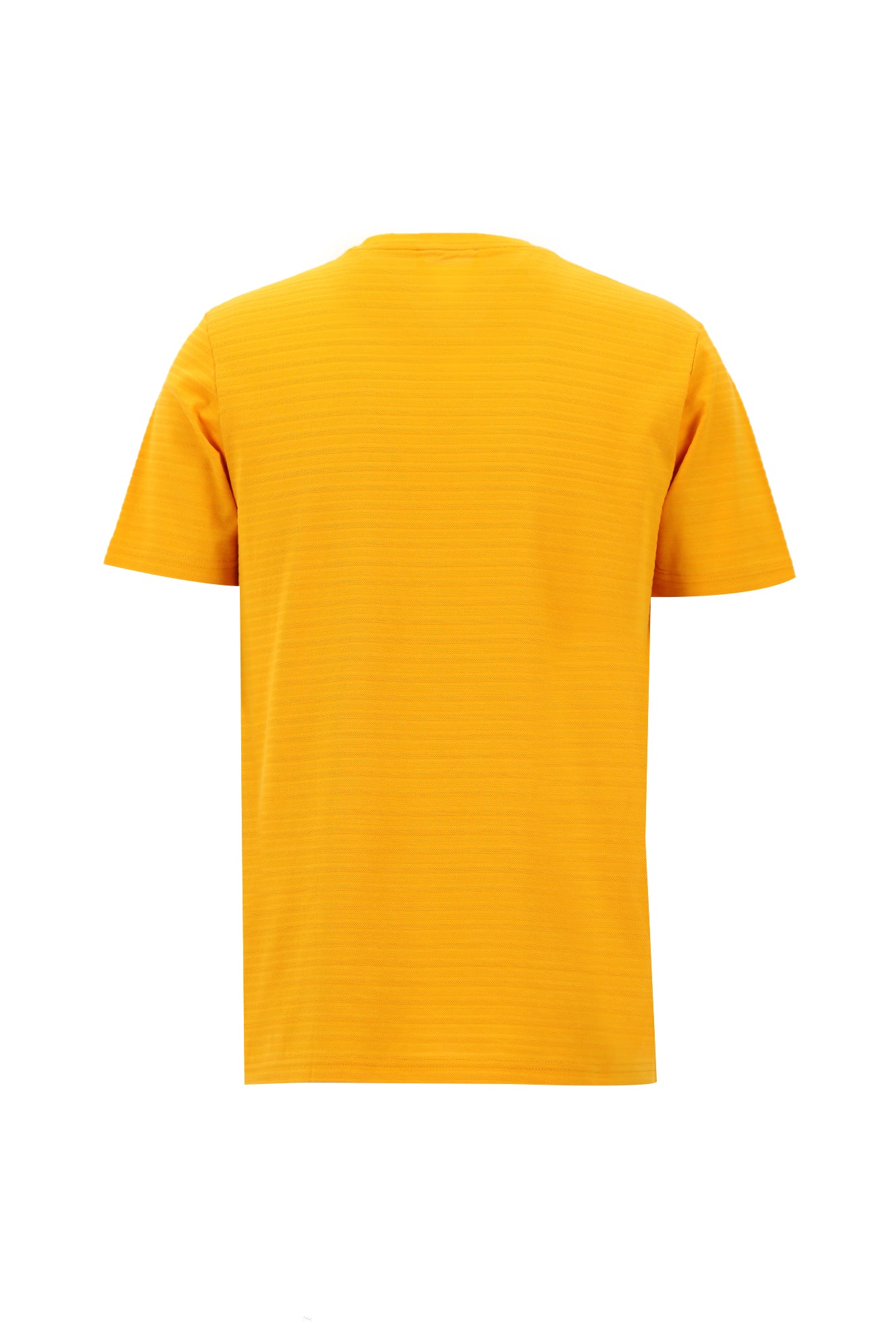 Açık Turuncu Bisiklet Yaka Slim Fit Dar Kesim Desenli Merserize Pamuk T-shirt