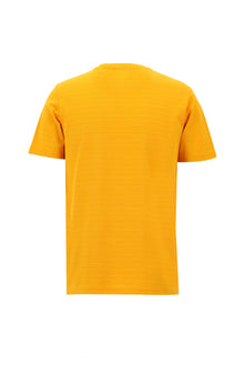 Açık Turuncu Bisiklet Yaka Slim Fit Dar Kesim Desenli Merserize Pamuk T-shirt