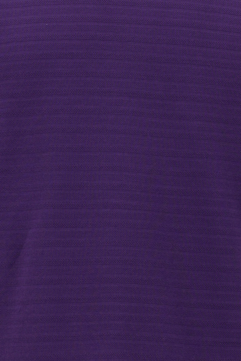 Koyu Mor Bisiklet Yaka Slim Fit Dar Kesim Desenli Merserize Pamuk T-shirt