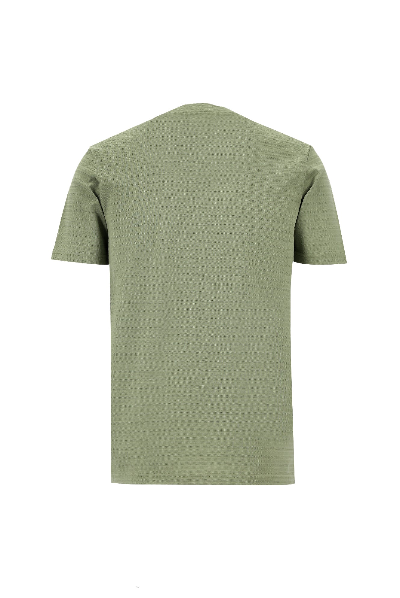 Yağ Yeşili-Olive Bisiklet Yaka Slim Fit Dar Kesim Desenli Merserize Pamuk T-shirt