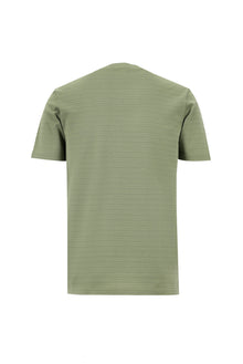 Yağ Yeşili-Olive Bisiklet Yaka Slim Fit Dar Kesim Desenli Merserize Pamuk T-shirt