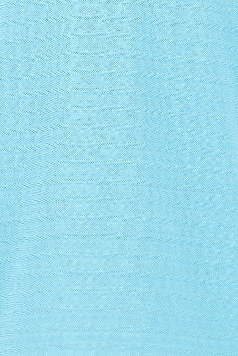 Açık Turkuaz Bisiklet Yaka Slim Fit Dar Kesim Desenli Merserize Pamuk T-shirt