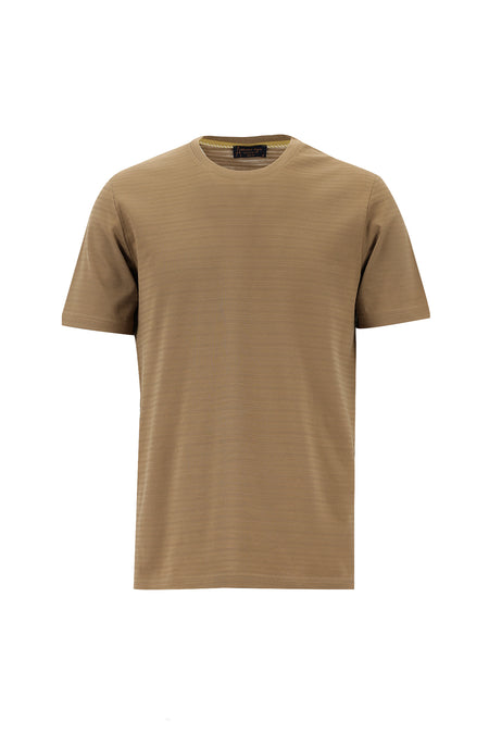 Orta Vizon Bisiklet Yaka Slim Fit Dar Kesim Desenli Merserize Pamuk T-shirt