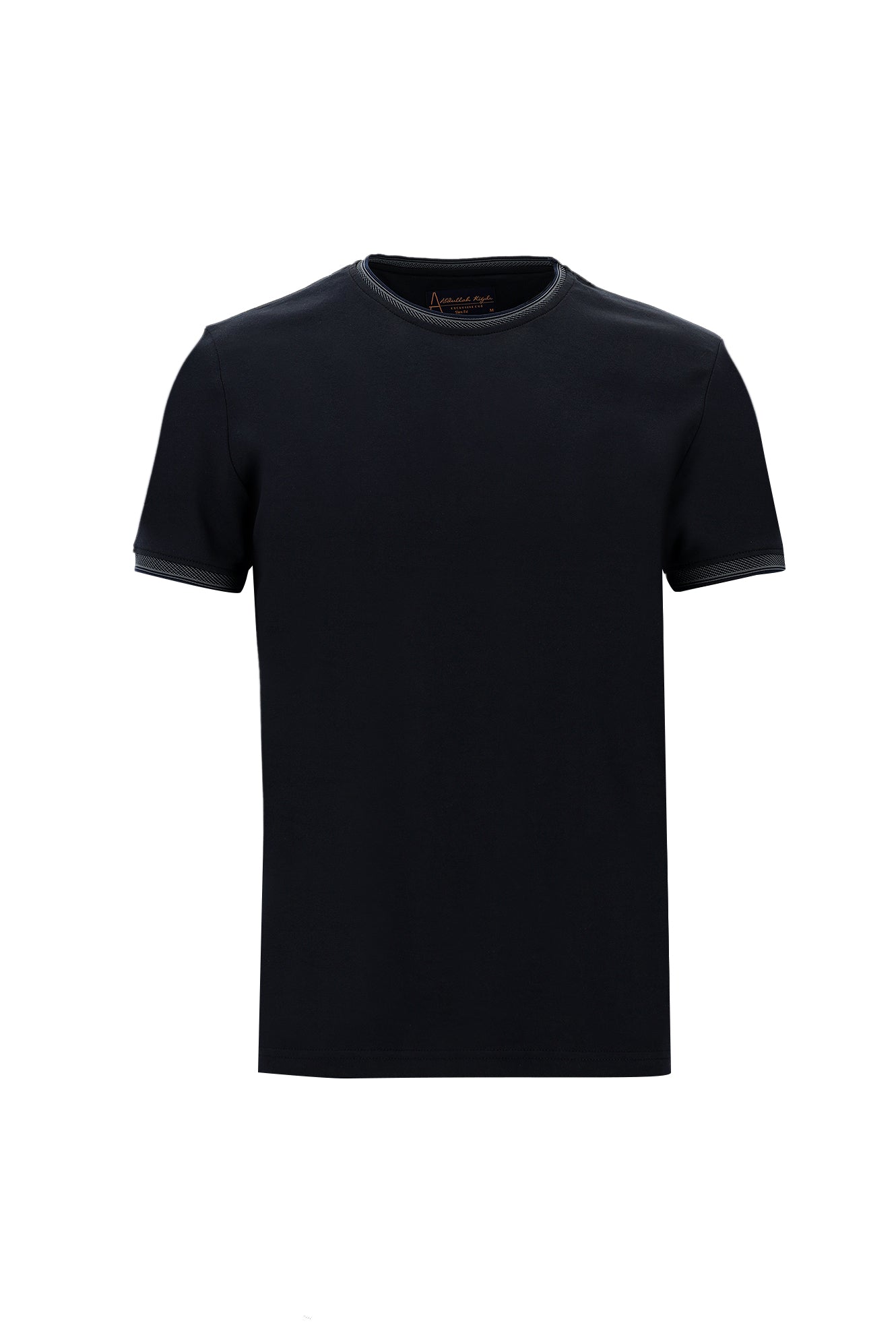 Orta Lacivert Bisiklet Yaka Slim Fit Dar Kesim Desenli T-shirt-Abdullah Ki??l?