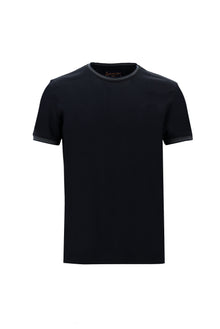 Orta Lacivert Bisiklet Yaka Slim Fit Dar Kesim Desenli T-shirt-Abdullah Ki??l?