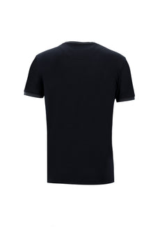 Orta Lacivert Bisiklet Yaka Slim Fit Dar Kesim Desenli T-shirt-Abdullah Ki??l?