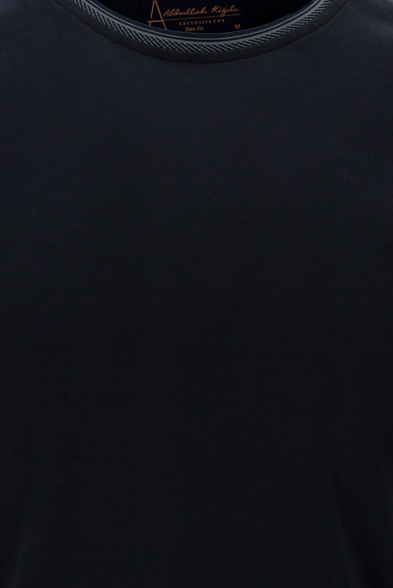 Orta Lacivert Bisiklet Yaka Slim Fit Dar Kesim Desenli T-shirt-Abdullah Ki??l?