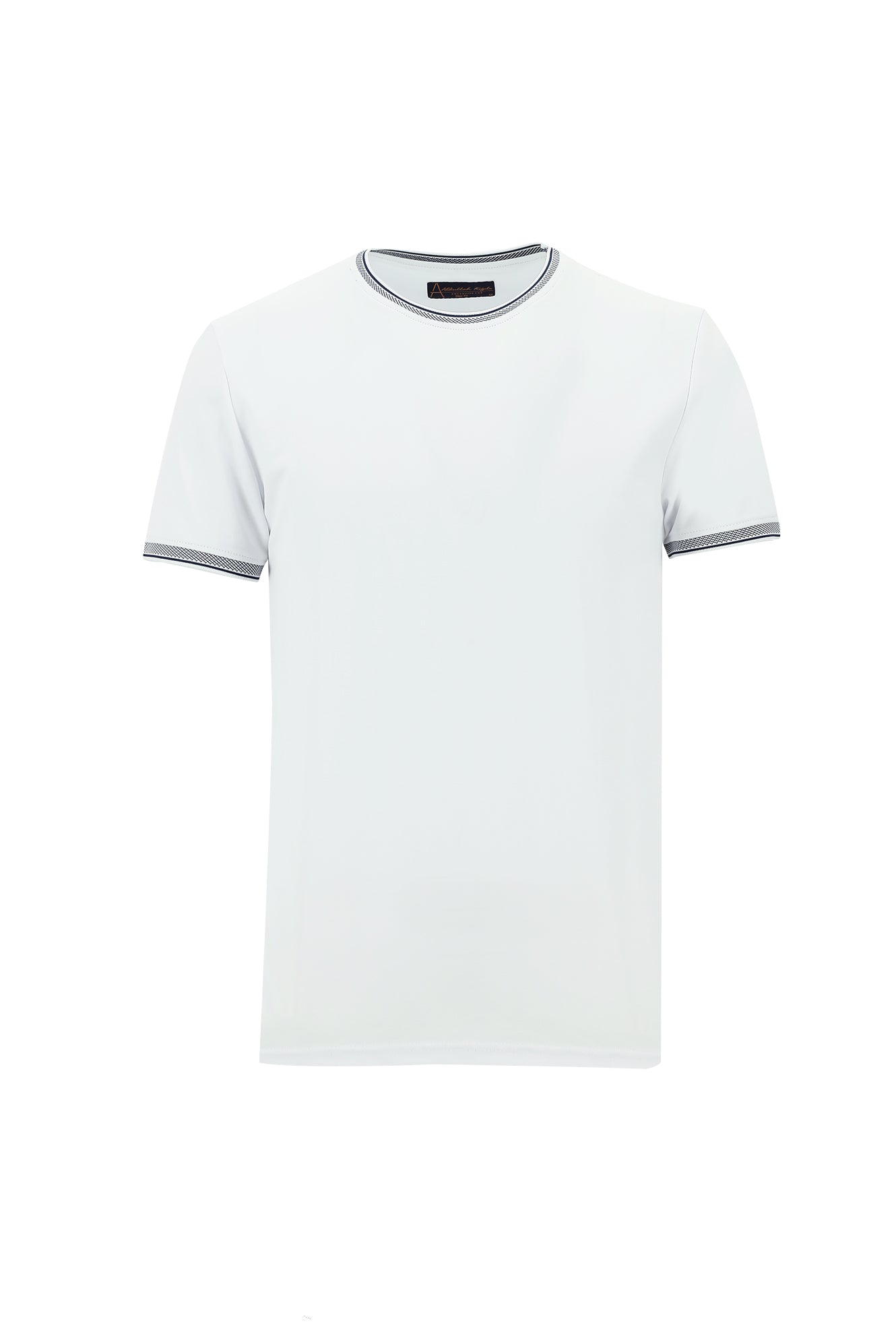 Beyaz Bisiklet Yaka Slim Fit Dar Kesim Desenli Pamuklu T-shirt