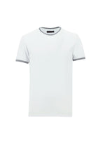 Beyaz Bisiklet Yaka Slim Fit Dar Kesim Desenli Pamuklu T-shirt