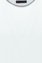 Beyaz Bisiklet Yaka Slim Fit Dar Kesim Desenli Pamuklu T-shirt