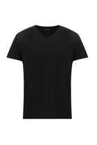 Siyah V Yaka Slim Fit Dar Kesim T-shirt-Abdullah Ki??l?