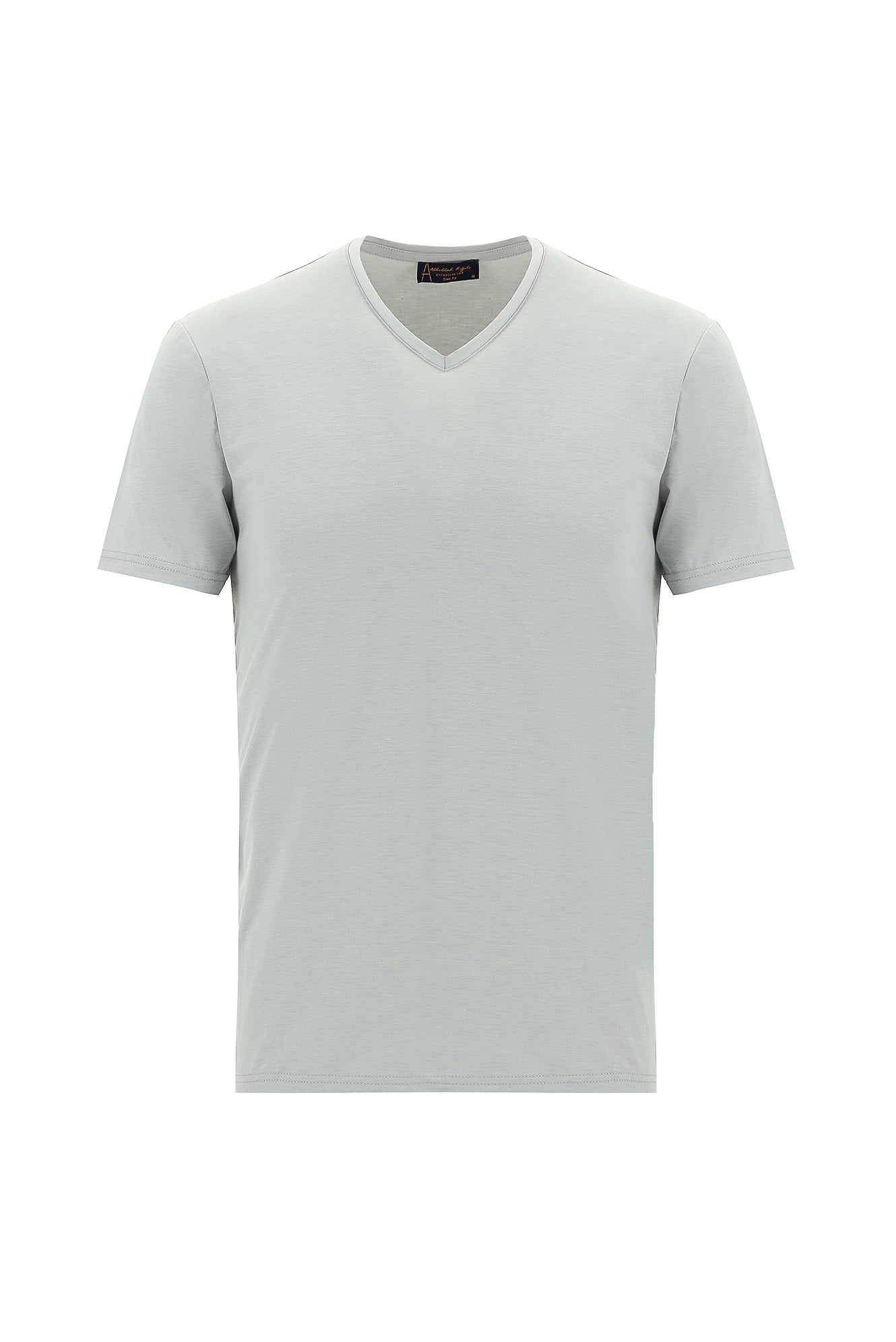 Orta Gri V Yaka Slim Fit Dar Kesim T-shirt