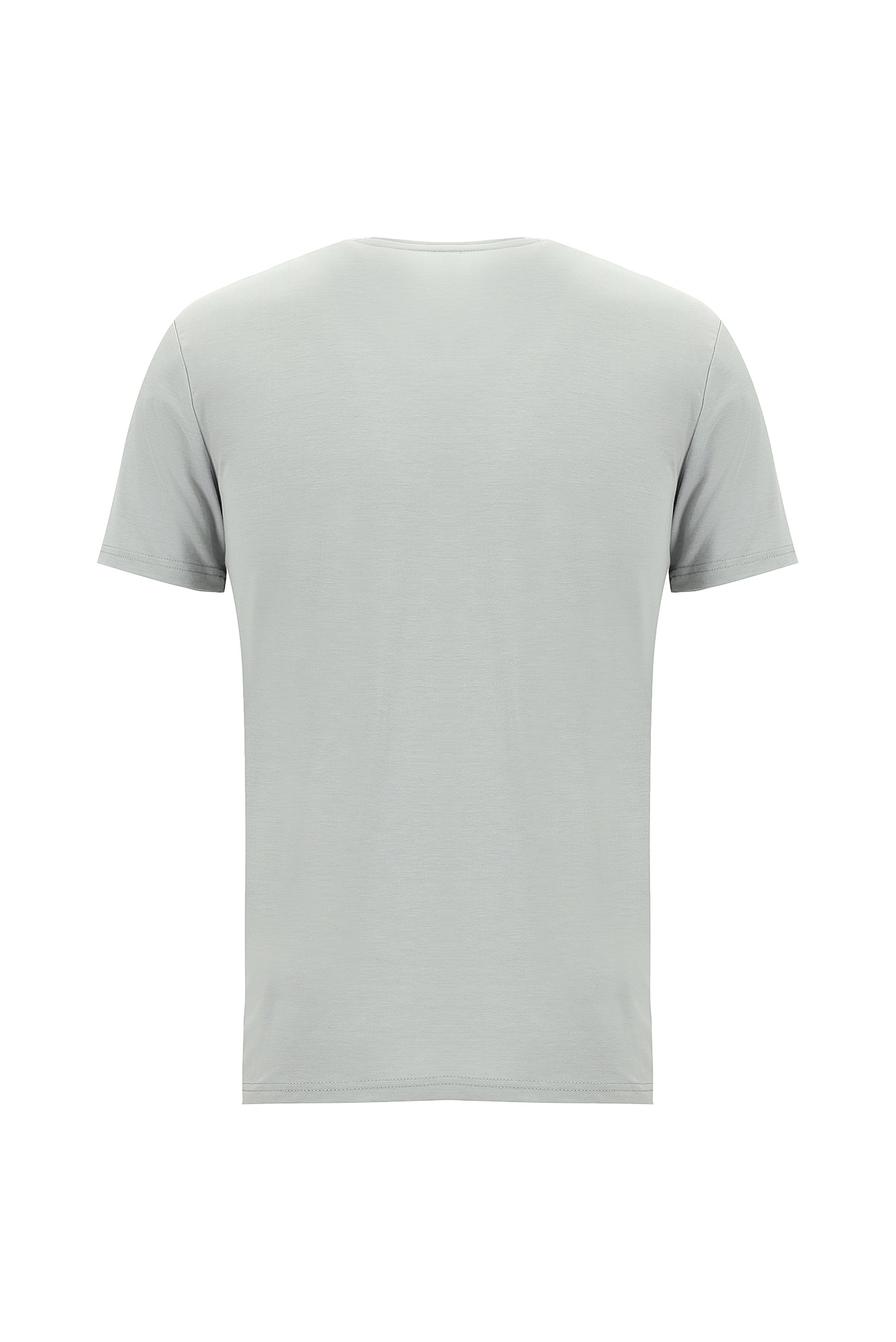 Orta Gri V Yaka Slim Fit Dar Kesim T-shirt