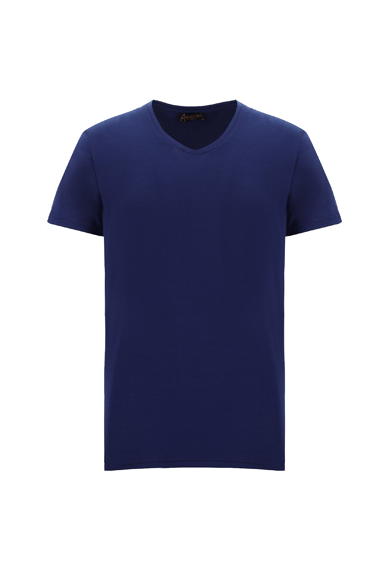 Orta Lacivert V Yaka Slim Fit Dar Kesim Süprem Likralı T-shirt