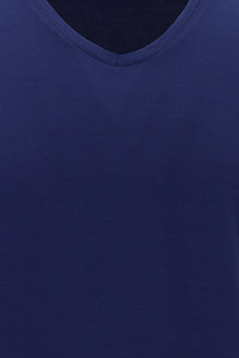 Orta Lacivert V Yaka Slim Fit Dar Kesim Süprem Likralı T-shirt