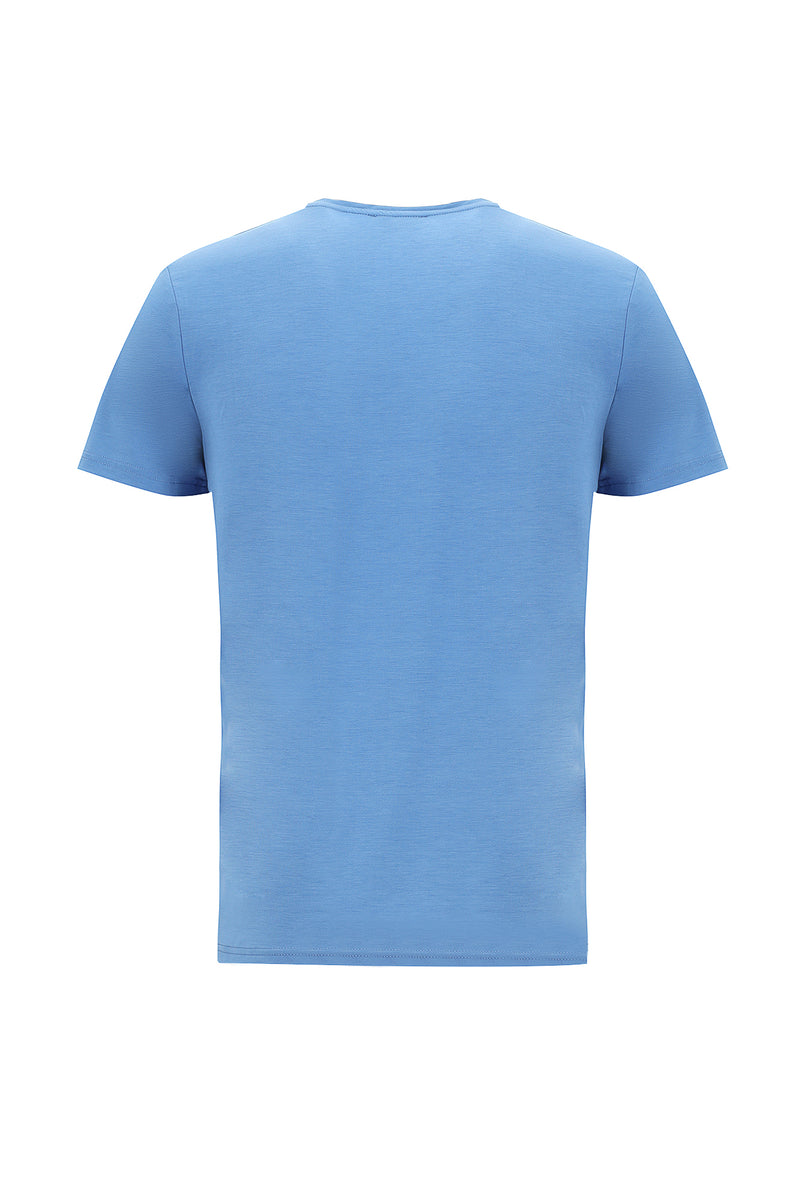Havacı Mavi V Yaka Slim Fit Dar Kesim T-shirt