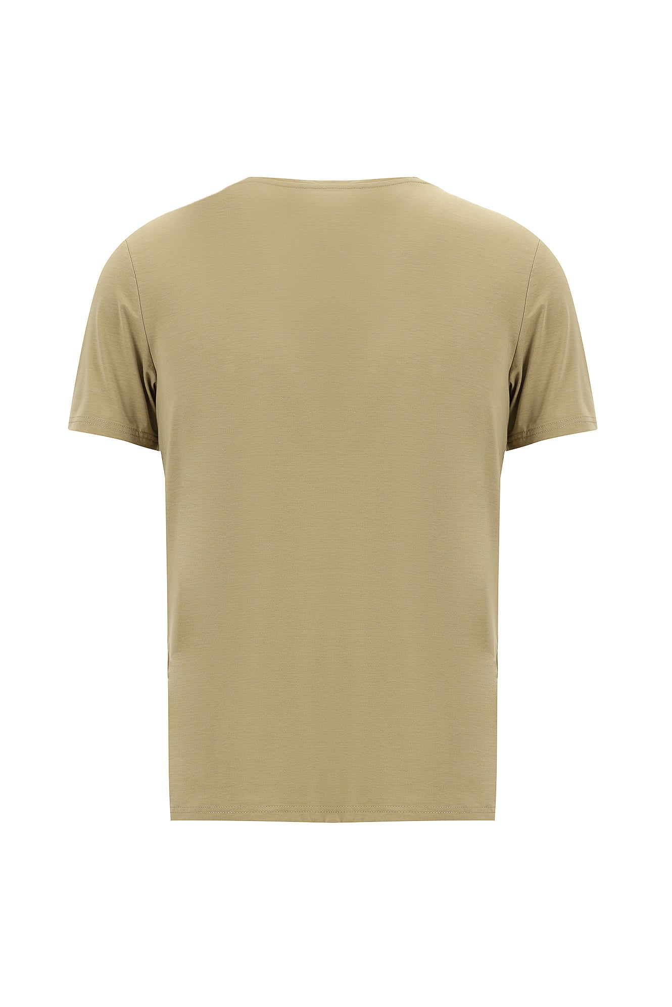 Orta Kahve V Yaka Slim Fit Dar Kesim T-shirt